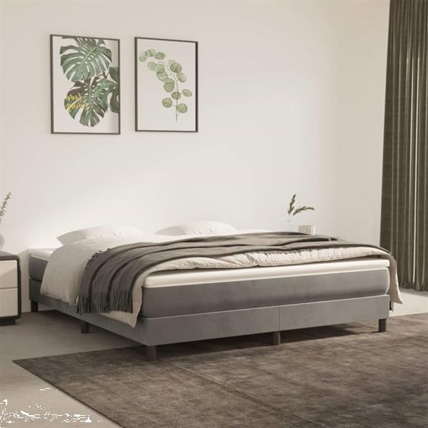 Grote foto vidaxl sommier ressorts de lit gris clair 160x200 cm velou huis en inrichting bedden