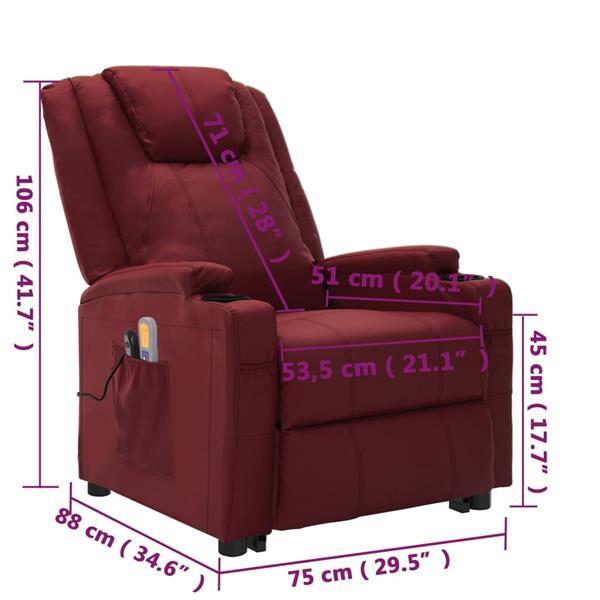 Grote foto vidaxl fauteuil inclinable de massage rouge bordeaux similic huis en inrichting stoelen