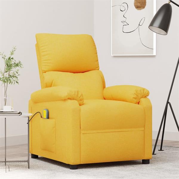 Grote foto vidaxl fauteuil de massage inclinable jaune tissu huis en inrichting stoelen