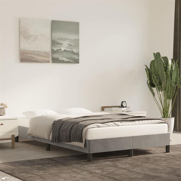 Grote foto vidaxl cadre de lit gris clair 120x200 cm velours huis en inrichting bedden