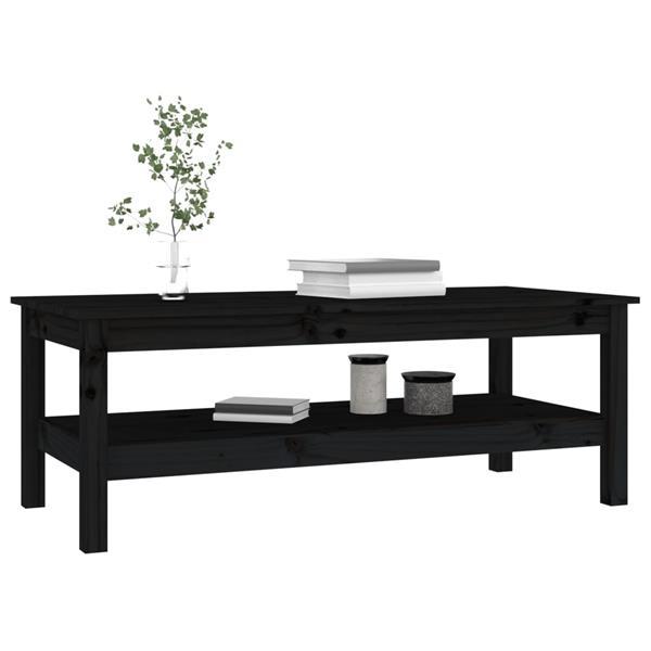 Grote foto vidaxl table basse noir 110x50x40 cm bois massif de pin huis en inrichting eettafels