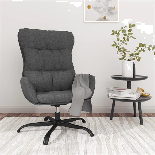 Grote foto vidaxl chaise de relaxation gris fonc tissu huis en inrichting stoelen