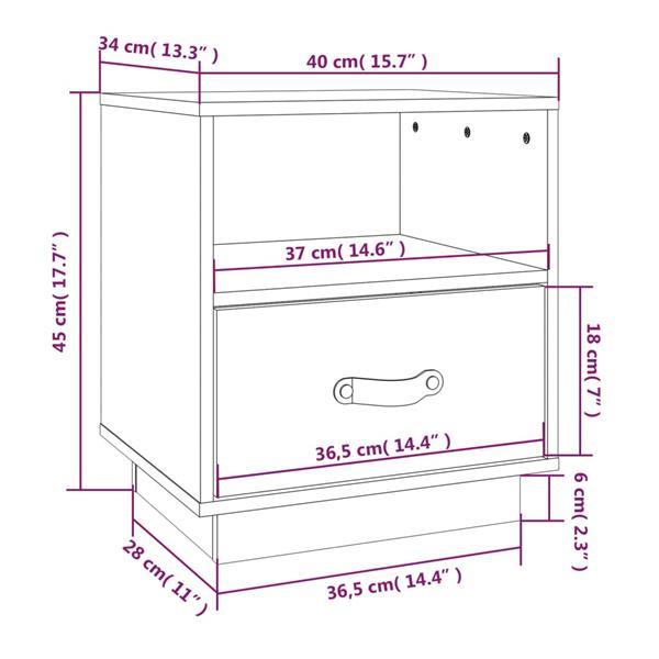 Grote foto vidaxl table de chevet noir 40x34x45 cm bois de pin massif huis en inrichting complete slaapkamers