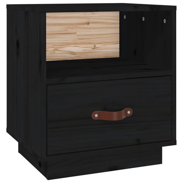 Grote foto vidaxl table de chevet noir 40x34x45 cm bois de pin massif huis en inrichting complete slaapkamers