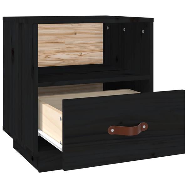 Grote foto vidaxl table de chevet noir 40x34x45 cm bois de pin massif huis en inrichting complete slaapkamers