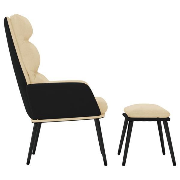 Grote foto vidaxl chaise de relaxation avec tabouret cr me tissu et sim huis en inrichting stoelen