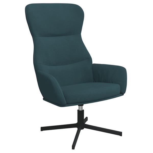 Grote foto vidaxl chaise de relaxation avec tabouret bleu velours huis en inrichting stoelen