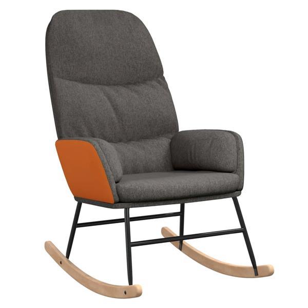 Grote foto vidaxl chaise bascule avec repose pied gris fonc tissu huis en inrichting stoelen
