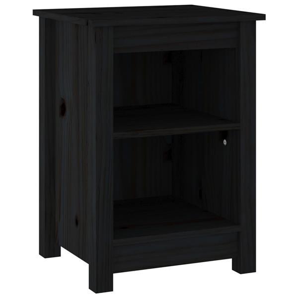 Grote foto vidaxl table de chevet noir 40x35x55 cm bois de pin solide huis en inrichting complete slaapkamers