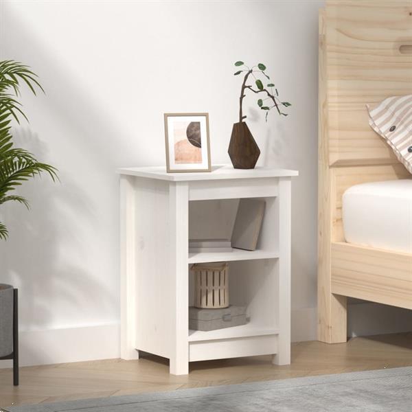 Grote foto vidaxl table de chevet blanc 40x35x55 cm bois de pin solide huis en inrichting complete slaapkamers
