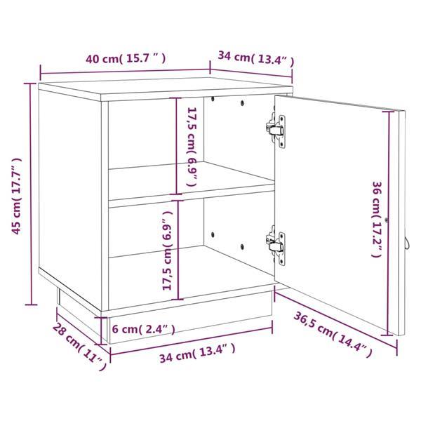 Grote foto vidaxl table de chevet 40x34x45 cm bois de pin solide huis en inrichting complete slaapkamers