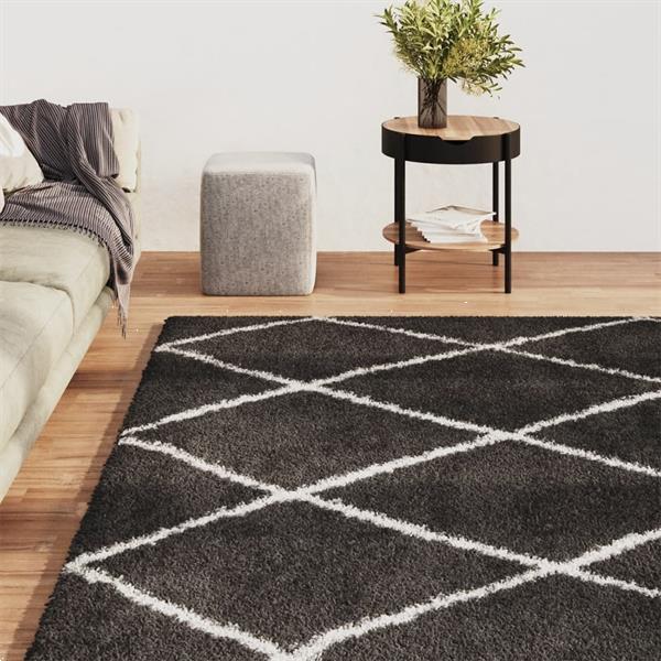 Grote foto vidaxl tapis shaggy poils longs cr me et anthracite 160x23 huis en inrichting vloerbedekking en kleden