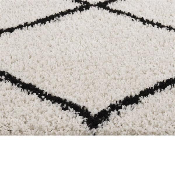Grote foto vidaxl tapis shaggy poils longs noir et cr me 140x200 cm huis en inrichting vloerbedekking en kleden