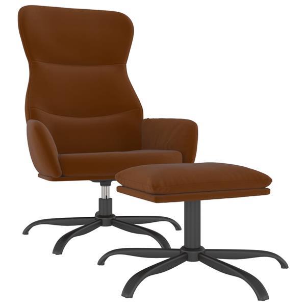 Grote foto vidaxl chaise de relaxation avec tabouret marron tissu micro huis en inrichting stoelen