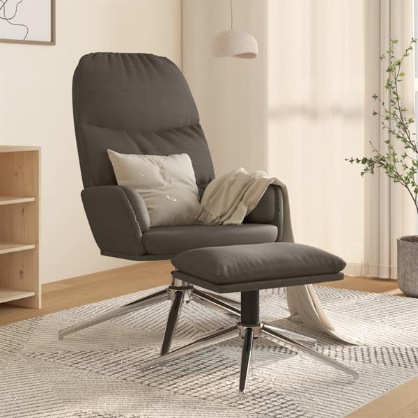 Grote foto vidaxl chaise de relaxation avec tabouret gris fonc similic huis en inrichting stoelen