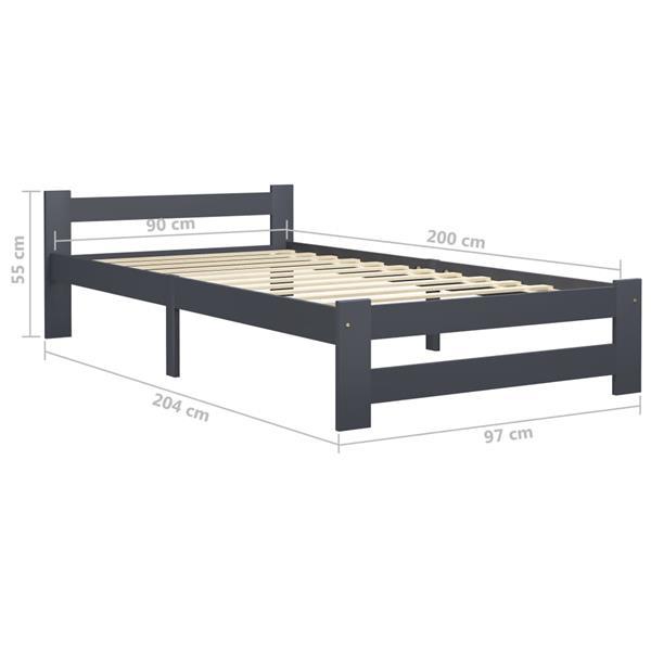 Grote foto vidaxl cadre de lit avec 2 tiroirs gris fonc bois de pin 90 huis en inrichting bedden