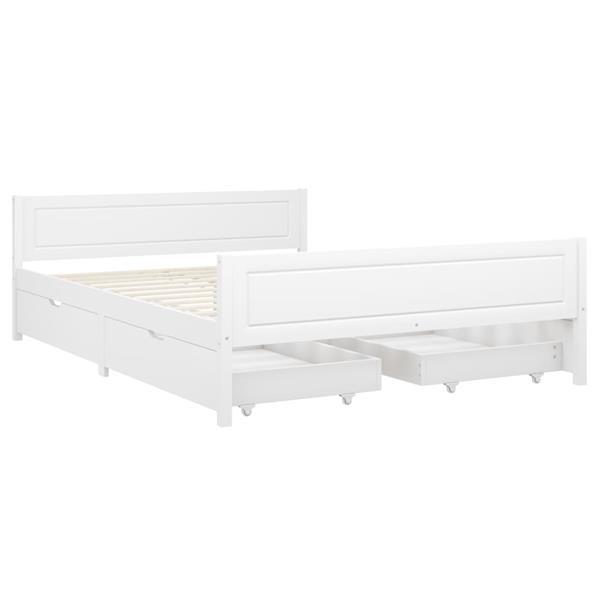 Grote foto vidaxl cadre de lit avec 4 tiroirs blanc bois de pin massif huis en inrichting bedden