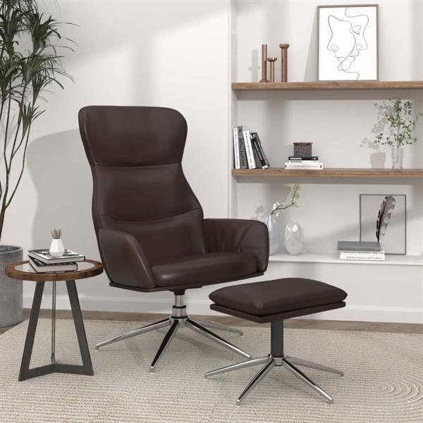 Grote foto vidaxl chaise de relaxation avec tabouret marron brillant si huis en inrichting stoelen