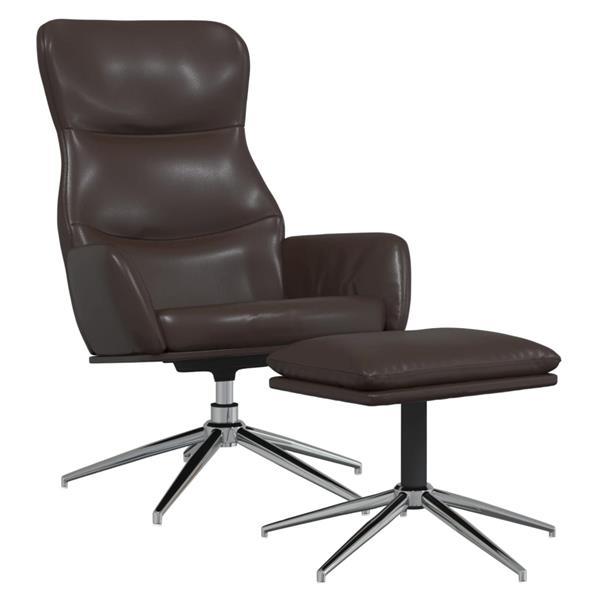 Grote foto vidaxl chaise de relaxation avec tabouret marron brillant si huis en inrichting stoelen