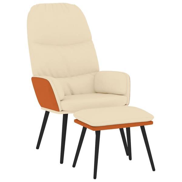Grote foto vidaxl chaise de relaxation avec tabouret cr me tissu huis en inrichting stoelen