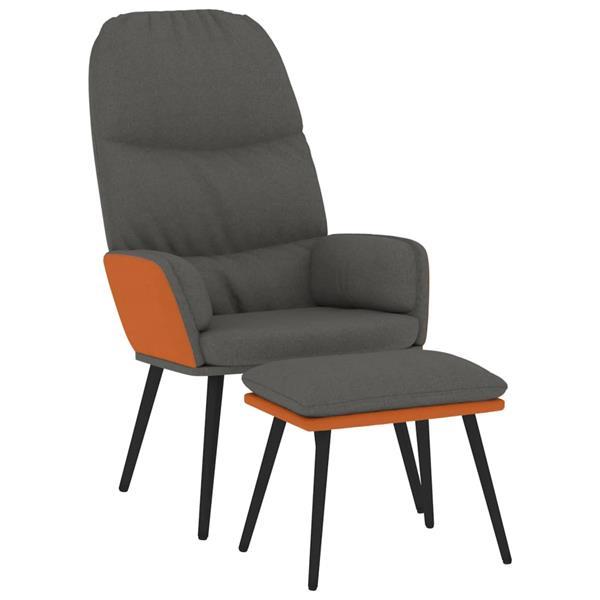 Grote foto vidaxl chaise de relaxation avec tabouret gris fonc tissu huis en inrichting stoelen