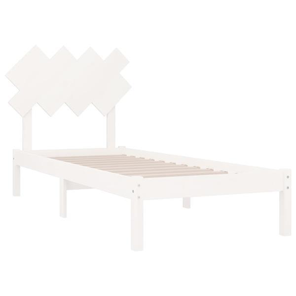 Grote foto vidaxl cadre de lit blanc 90x190 cm simple bois massif huis en inrichting bedden