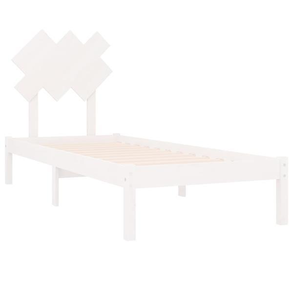 Grote foto vidaxl cadre de lit blanc 75x190 cm petit simple bois massif huis en inrichting bedden