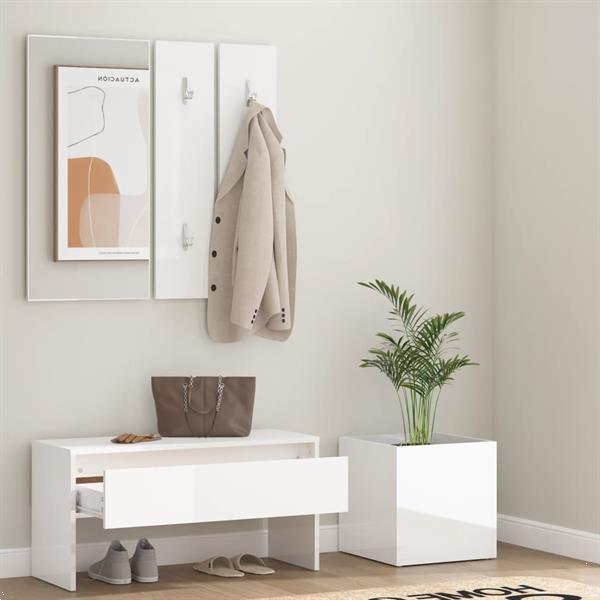 Grote foto vidaxl ensemble de meubles de couloir blanc brillant bois d huis en inrichting overige