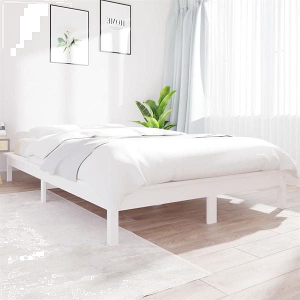 Grote foto vidaxl cadre de lit blanc 200x200 cm bois de pin massif huis en inrichting bedden