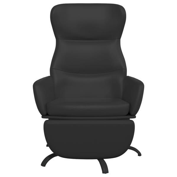 Grote foto vidaxl chaise de relaxation avec repose pied noir similicuir huis en inrichting stoelen