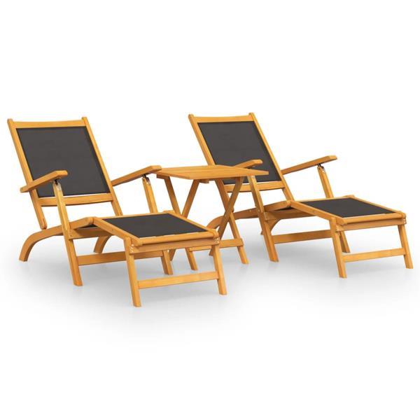 Grote foto vidaxl chaises longues d ext rieur et table acacia massif et tuin en terras tuinmeubelen