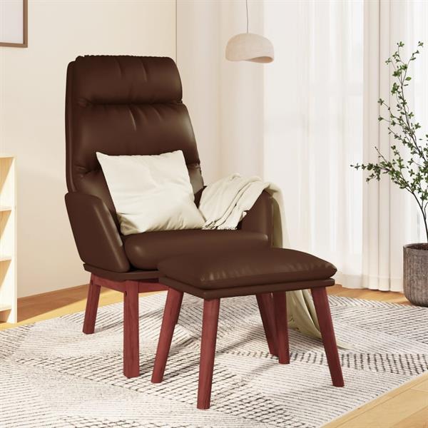 Grote foto vidaxl chaise relaxation et tabouret marron cuir v ritable s huis en inrichting stoelen