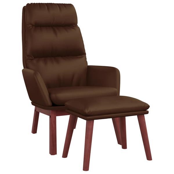 Grote foto vidaxl chaise relaxation et tabouret marron cuir v ritable s huis en inrichting stoelen