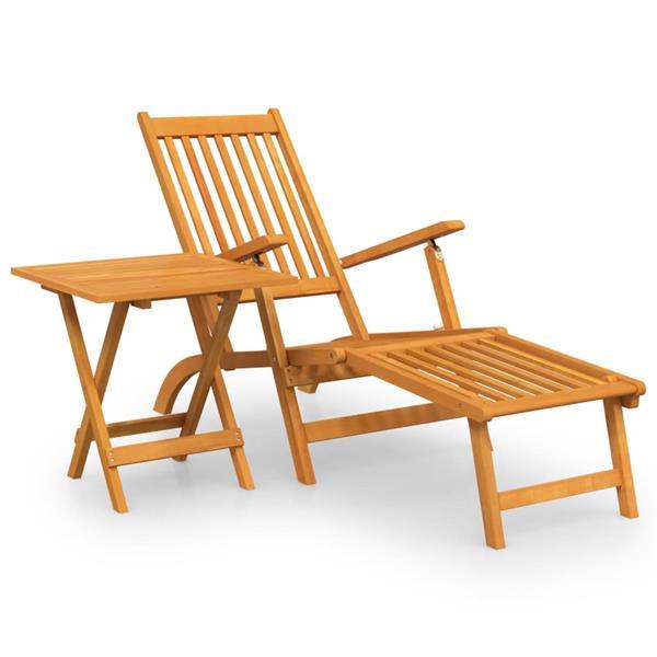 Grote foto vidaxl chaise longue d ext rieur repose pieds et table acaci tuin en terras tuinmeubelen
