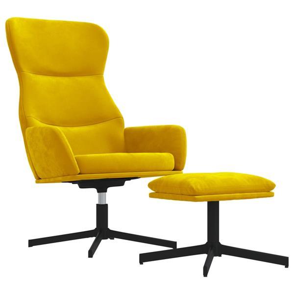 Grote foto vidaxl chaise de relaxation avec tabouret jaune moutarde vel huis en inrichting stoelen