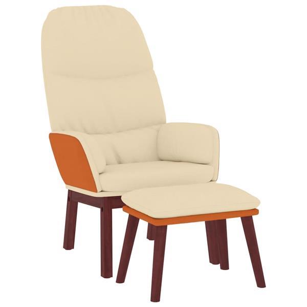 Grote foto vidaxl chaise de relaxation avec tabouret cr me tissu huis en inrichting stoelen