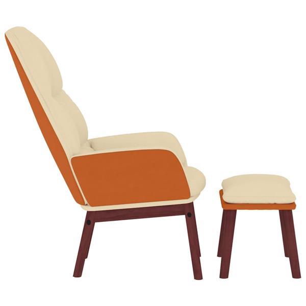 Grote foto vidaxl chaise de relaxation avec tabouret cr me tissu huis en inrichting stoelen