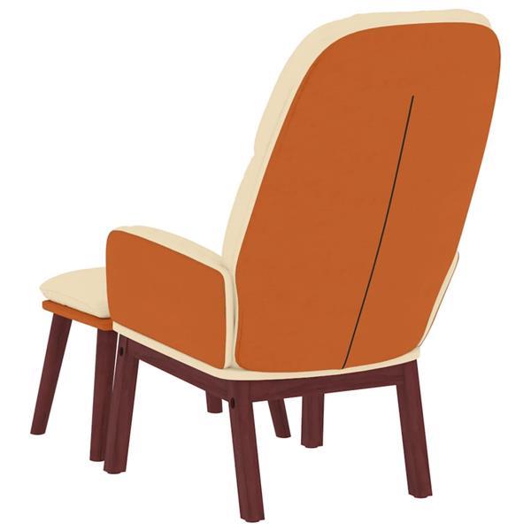 Grote foto vidaxl chaise de relaxation avec tabouret cr me tissu huis en inrichting stoelen