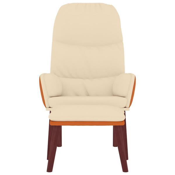 Grote foto vidaxl chaise de relaxation avec tabouret cr me tissu huis en inrichting stoelen