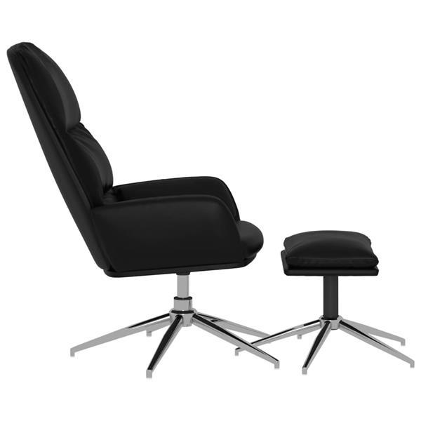 Grote foto vidaxl chaise de relaxation avec tabouret noir brillant simi huis en inrichting stoelen