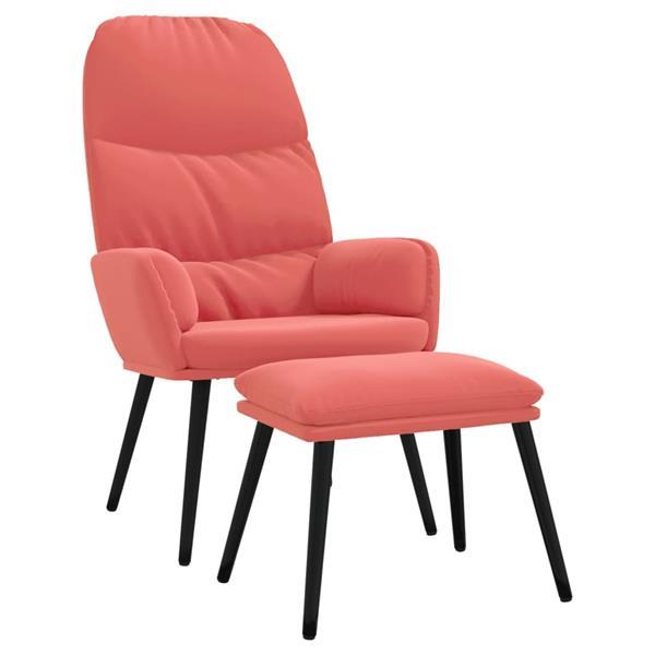 Grote foto vidaxl chaise de relaxation avec tabouret rose velours huis en inrichting stoelen