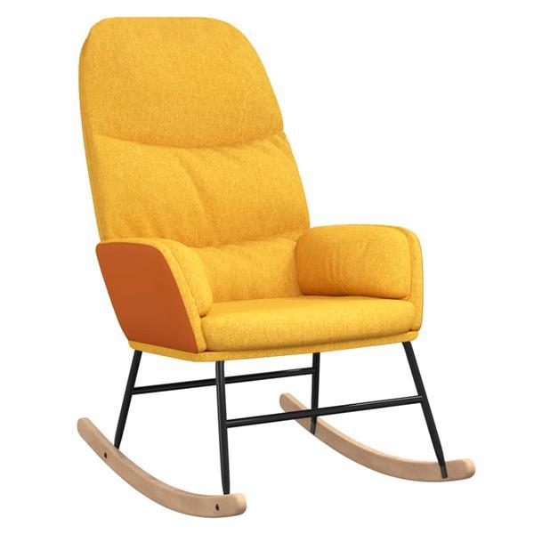 Grote foto vidaxl chaise bascule avec repose pied jaune moutarde tiss huis en inrichting stoelen