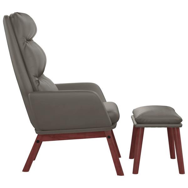 Grote foto vidaxl chaise de relaxation et tabouret gris cuir v ritable huis en inrichting stoelen