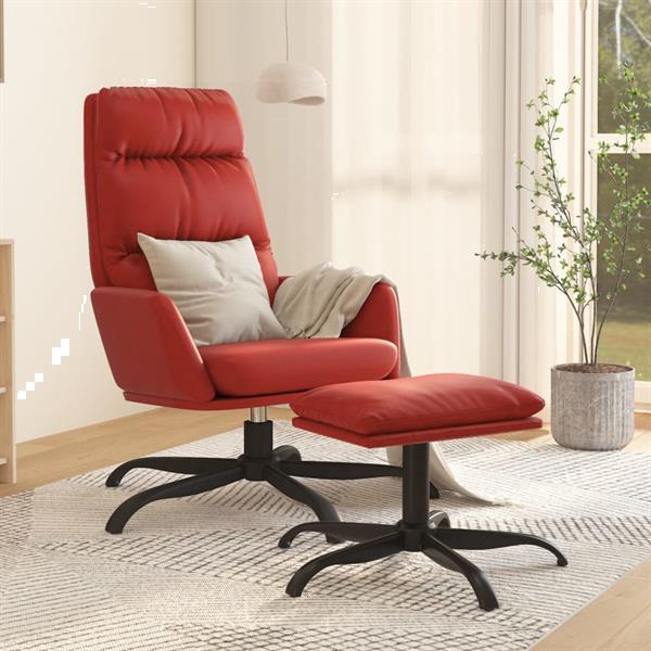 Grote foto vidaxl chaise de relaxation avec tabouret bordeaux similicui huis en inrichting stoelen