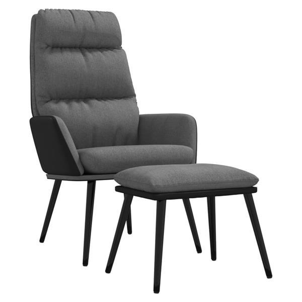 Grote foto vidaxl chaise de relaxation avec tabouret gris clair tissu s huis en inrichting stoelen