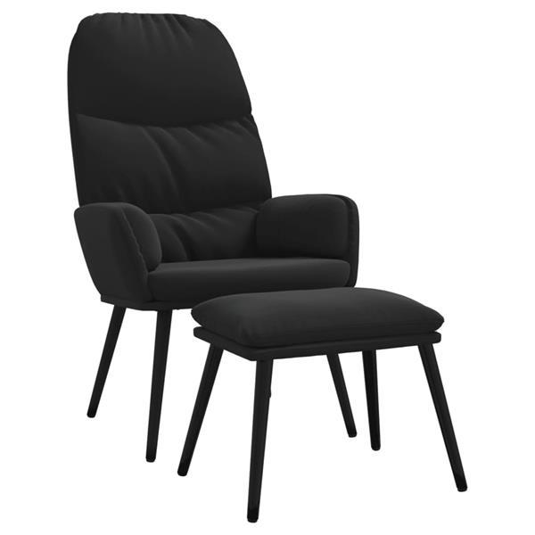 Grote foto vidaxl chaise de relaxation avec tabouret noir velours huis en inrichting stoelen