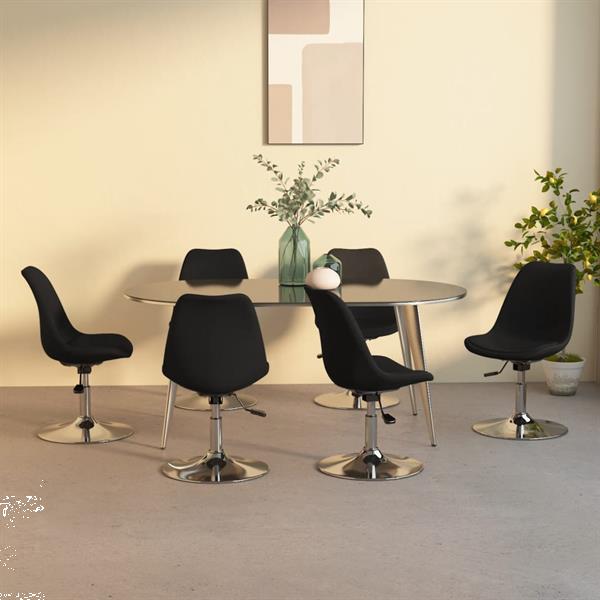 Grote foto vidaxl chaises pivotantes de salle manger 6 pcs noir tissu huis en inrichting stoelen