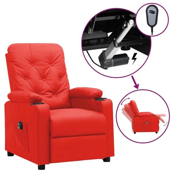 Grote foto vidaxl fauteuil inclinable lectrique rouge similicuir huis en inrichting stoelen