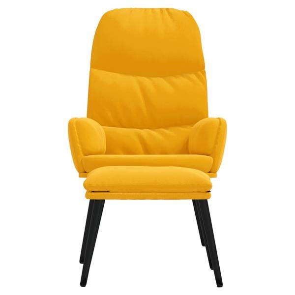 Grote foto vidaxl chaise de d tente et repose pied jaune moutarde velou huis en inrichting stoelen