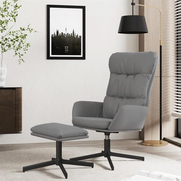 Grote foto vidaxl chaise de relaxation avec tabouret gris anthracite si huis en inrichting stoelen